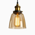 Suspension Luminaire Design Verre Ambré Style Industriel Vintage
