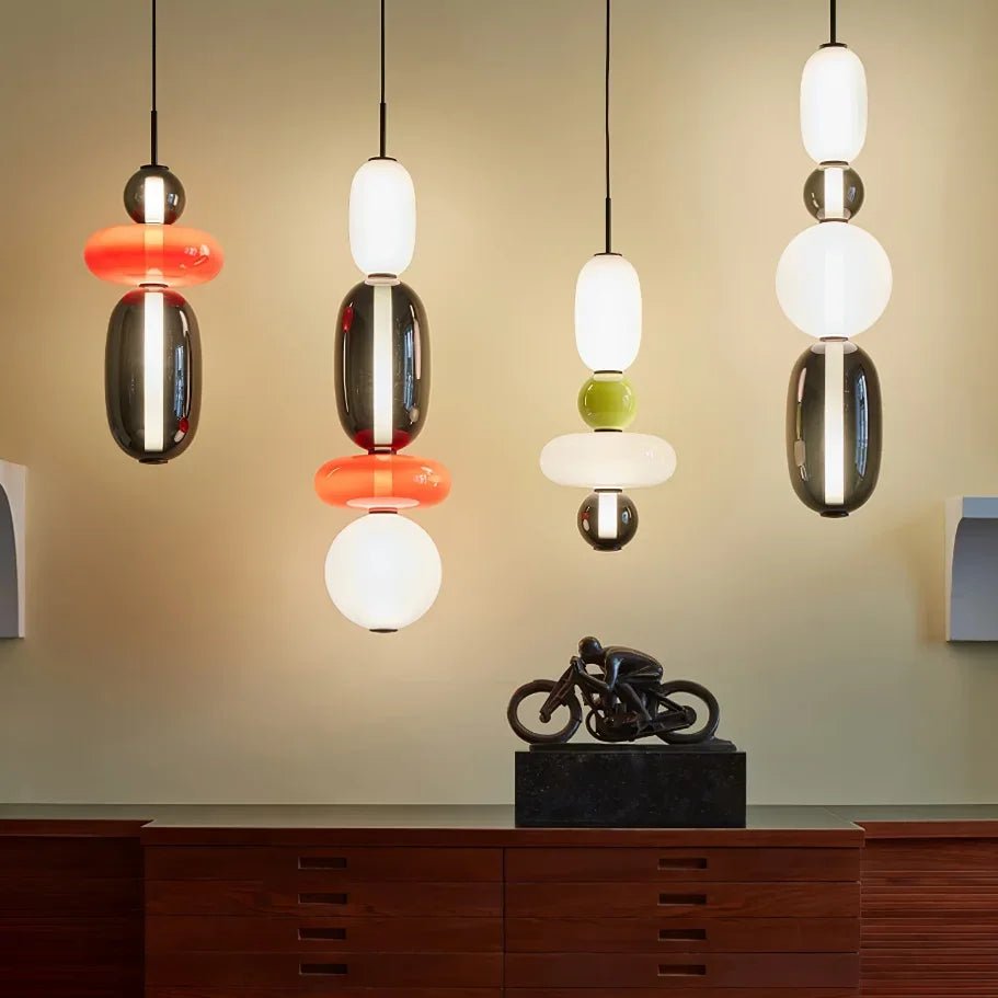 Lustre Suspension Luminaire Design Verre Bonbon Coloré Loft — 9 Configurations
