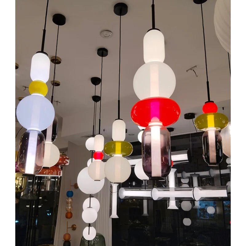 Lustre Suspension Luminaire Design Verre Bonbon Coloré Loft — 9 Configurations