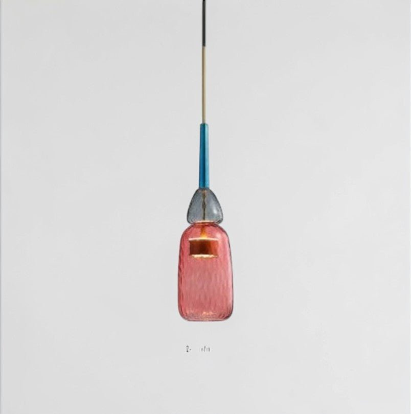 Luminaire Suspension Design Verre Coloré & Laiton LED