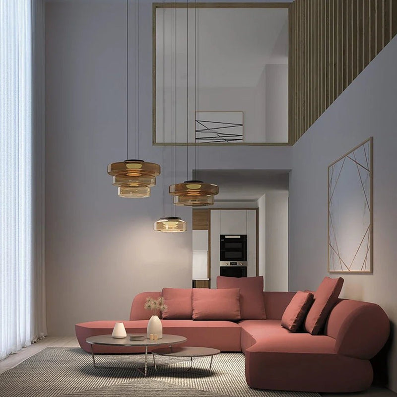 Luminaire Suspension Design Verre Coloré Italien Art Déco — 3 Coloris & Formats