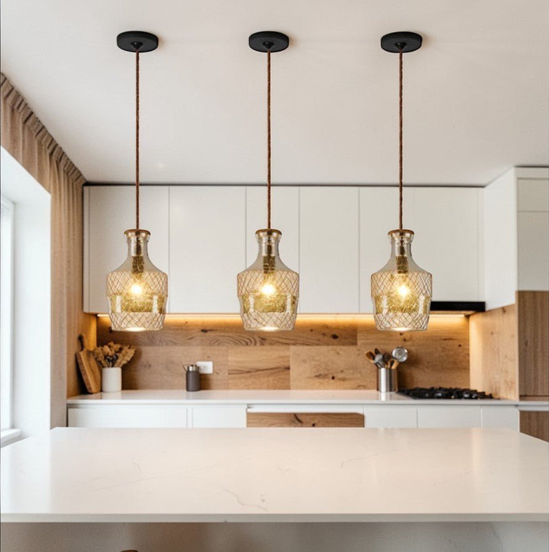 Suspension Luminaire Design Verre Cristal Taillé & Laiton Doré