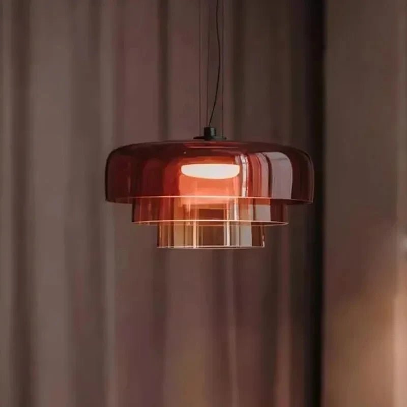 Luminaire Suspension Design Verre Dégradé Coloré Soufflé — 3 Coloris & Tailles