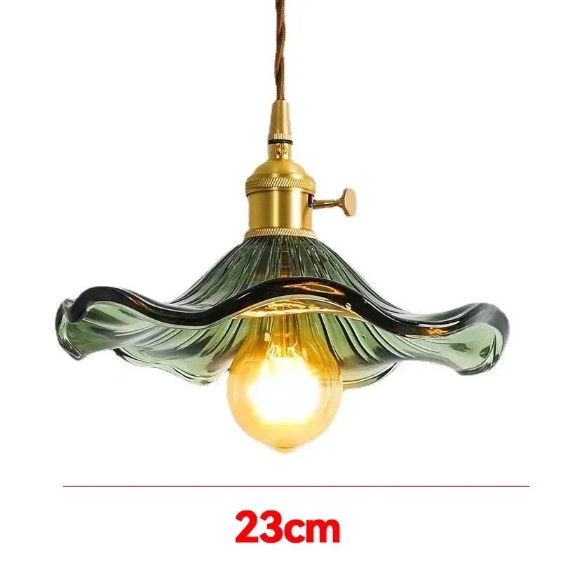 Suspension Verre Feuilles Vintage Colorée - Luminaire Rétro