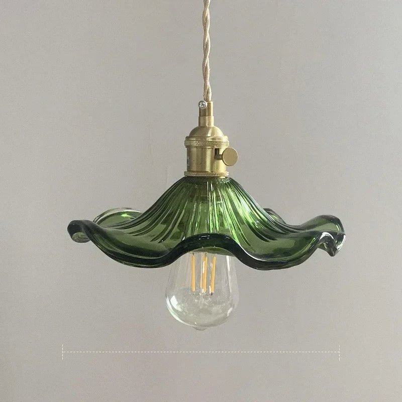 Suspension Verre Feuilles Vintage Colorée - Luminaire Rétro