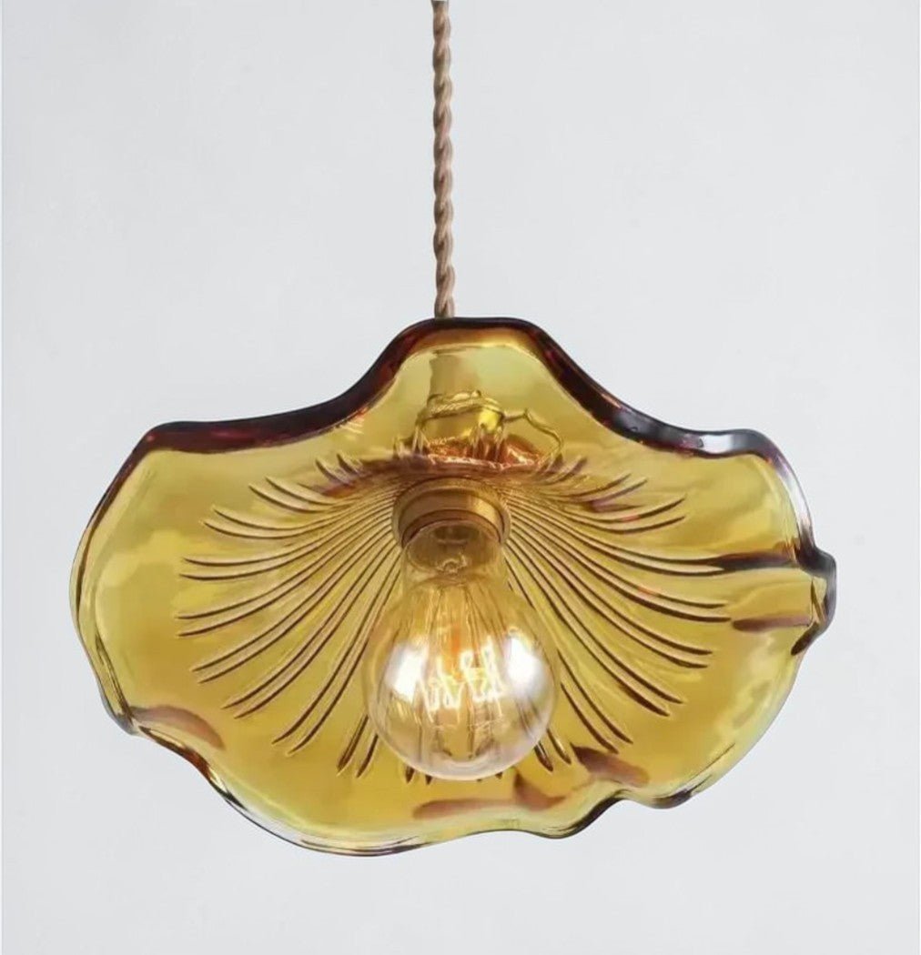 Suspension Verre Feuilles Vintage Colorée - Luminaire Rétro