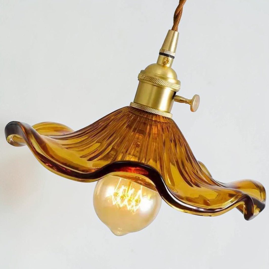 Suspension Verre Feuilles Vintage Colorée - Luminaire Rétro