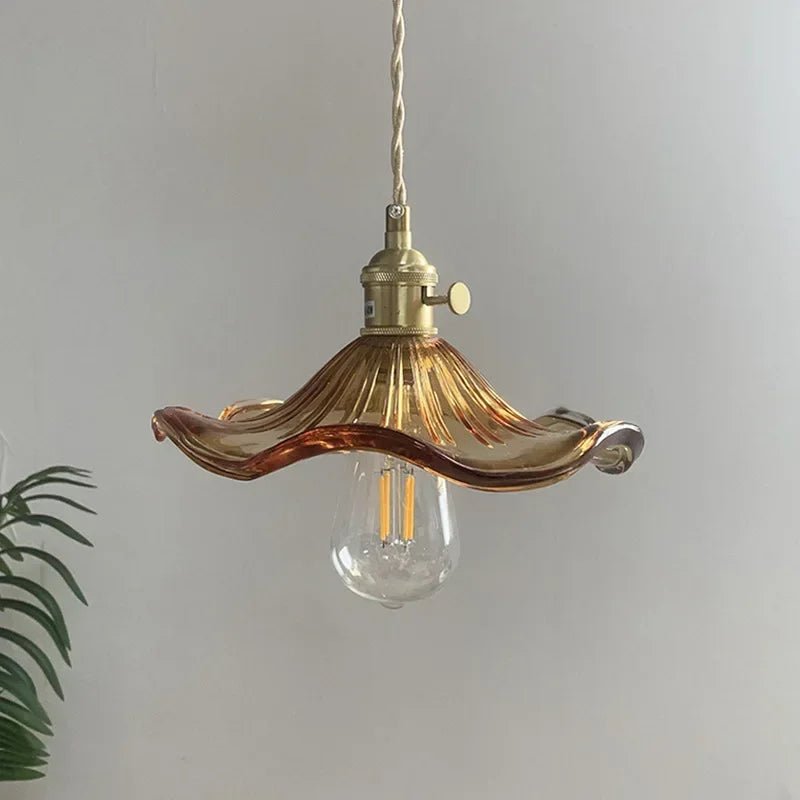 Suspension Verre Feuilles Vintage Colorée - Luminaire Rétro