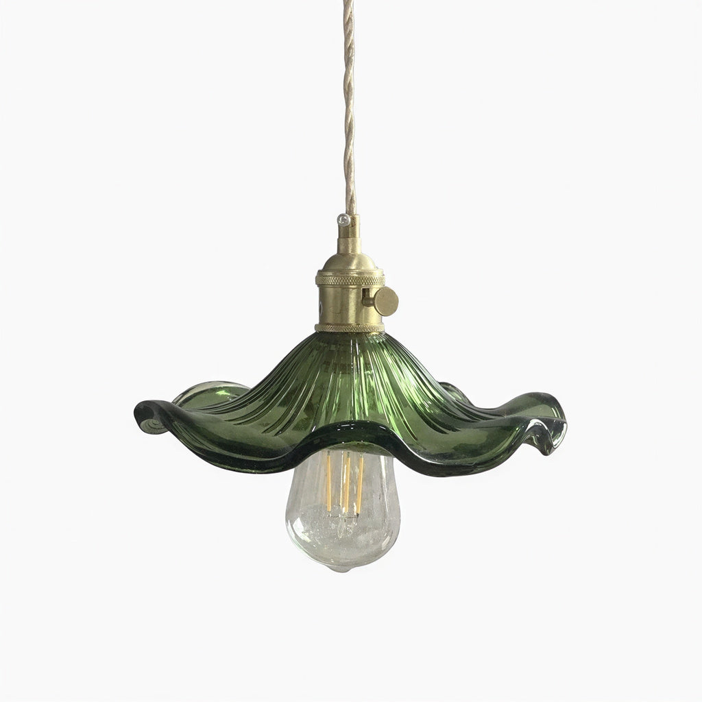 Suspension Verre Feuilles Vintage Colorée - Luminaire Rétro