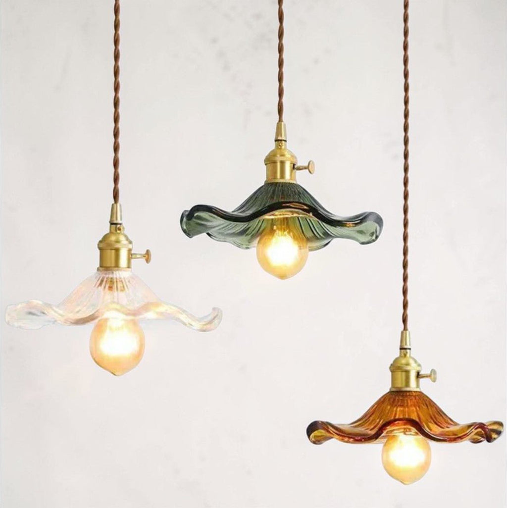 Suspension Verre Feuilles Vintage Colorée - Luminaire Rétro