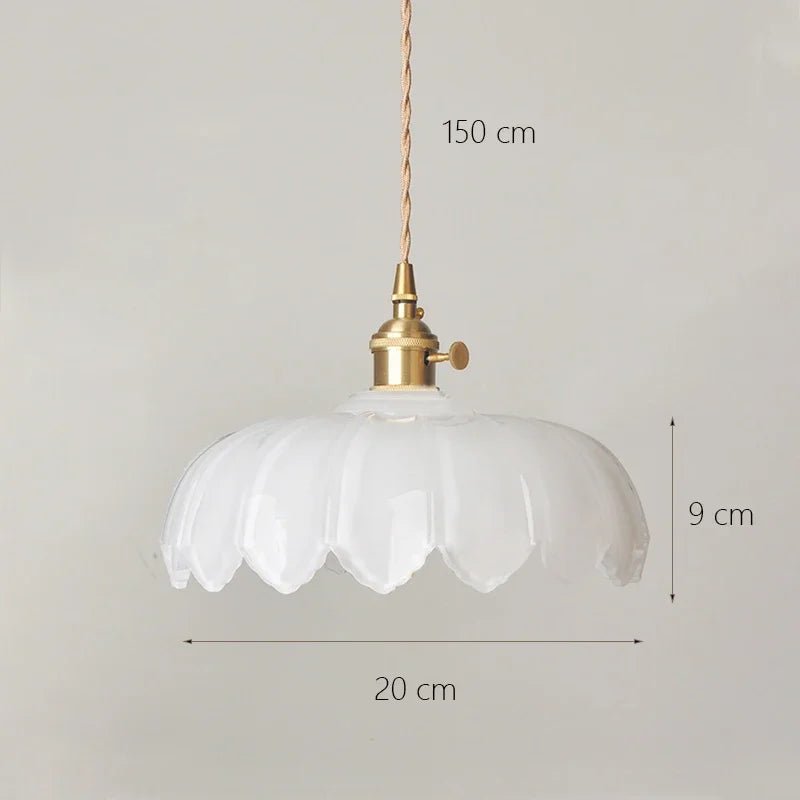 Luminaire Suspension Design Verre Fleur Lotus Vintage Laiton Doré — 2 Coloris