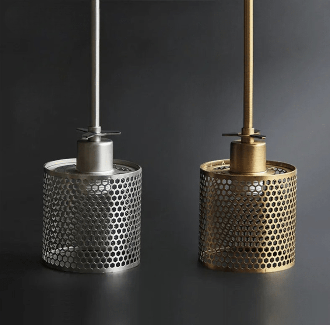 Luminaire Suspension Design Verre Fumé & Armature Dorée Nordique