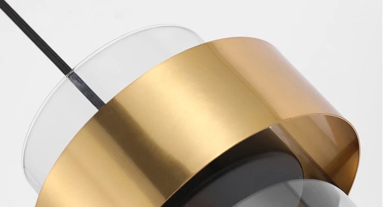 Luminaire Suspension Design Verre & Métal Doré Étagée — 1, 2 ou 4 Ampoules