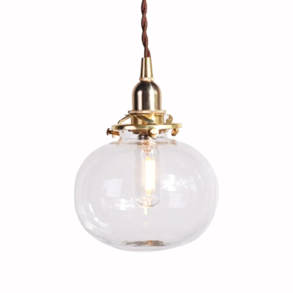 Suspension Luminaire Design Verre Soufflé Bouche Forme Citrouille