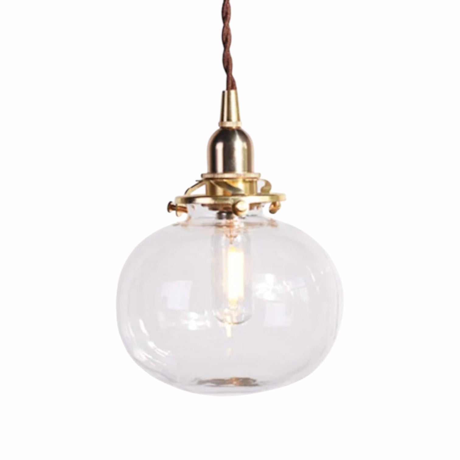 Suspension Luminaire Design Verre Soufflé Bouche Forme Citrouille