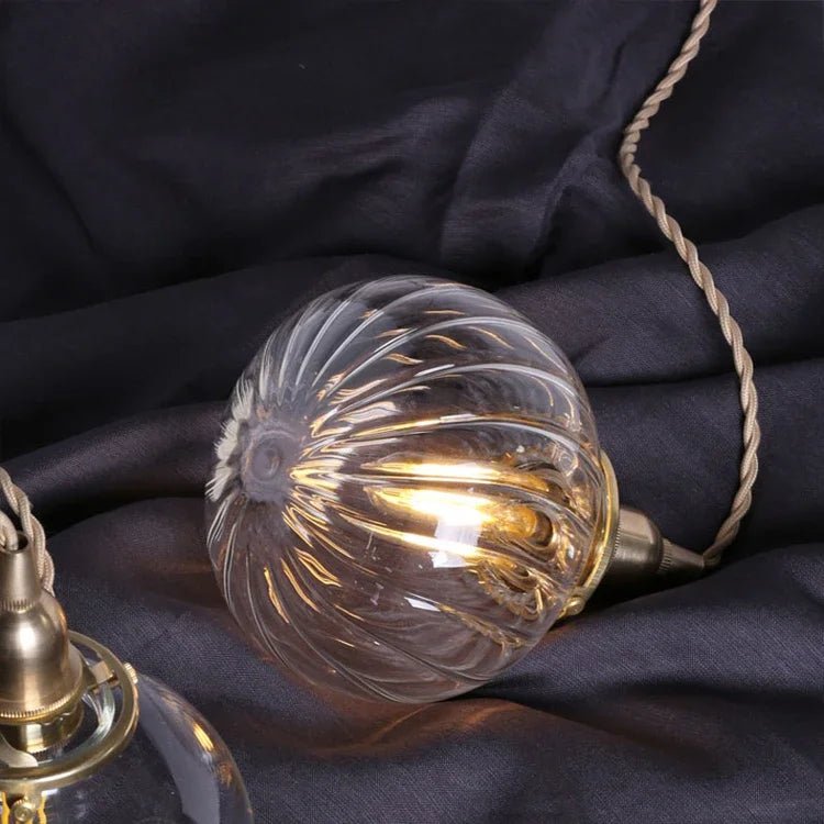 Suspension Luminaire Design Verre Soufflé Bouche Forme Citrouille