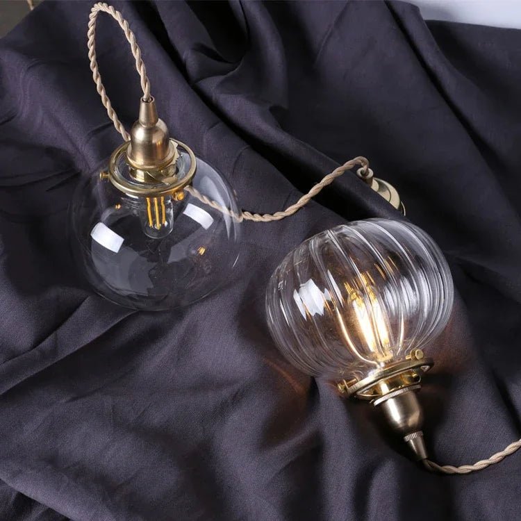Suspension Luminaire Design Verre Soufflé Bouche Forme Citrouille