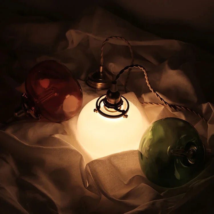 Suspension Luminaire Design Verre Soufflé Bouche Forme Citrouille