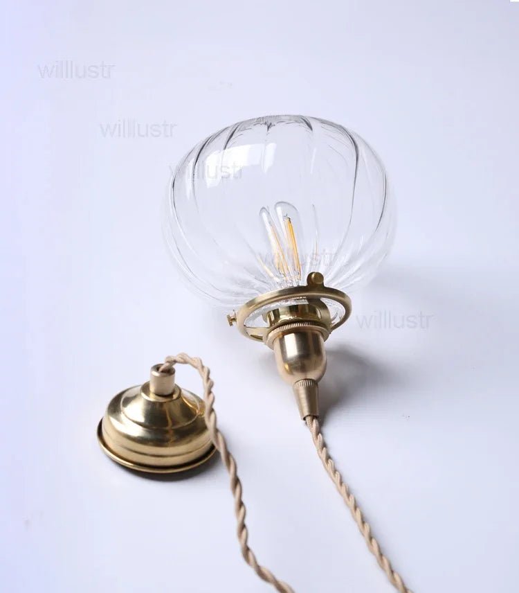 Suspension Luminaire Design Verre Soufflé Bouche Forme Citrouille