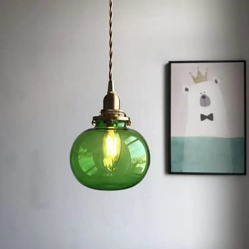 Suspension Luminaire Design Verre Soufflé Bouche Forme Citrouille