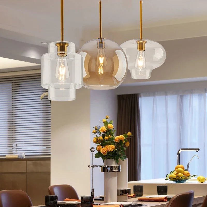 Suspension Luminaire Design Verre Soufflé Nordique — 4 Formes au Choix