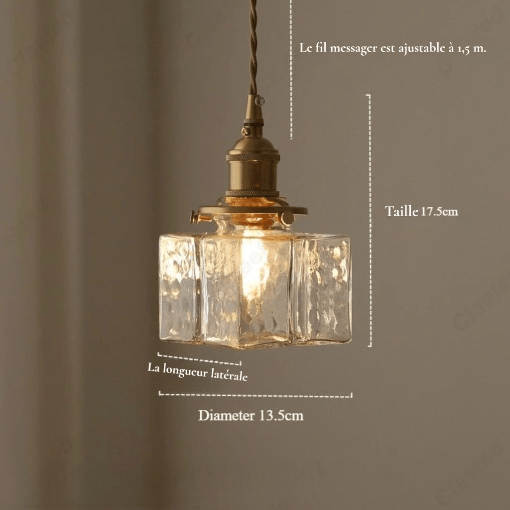 Luminaire Suspension Design Verre Texturé & Laiton Vintage — 3 Modèles