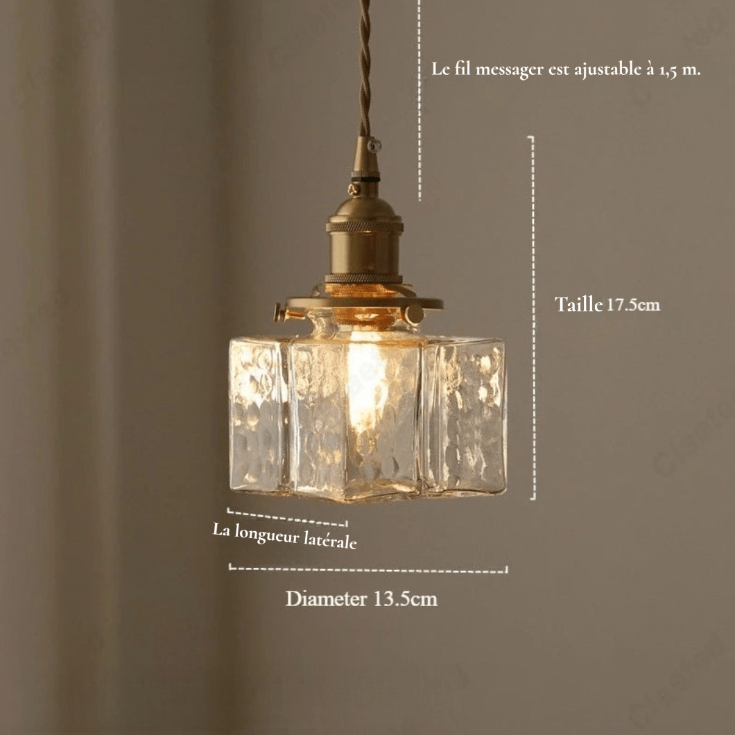 Luminaire Suspension Design Verre Texturé & Laiton Vintage — 3 Modèles