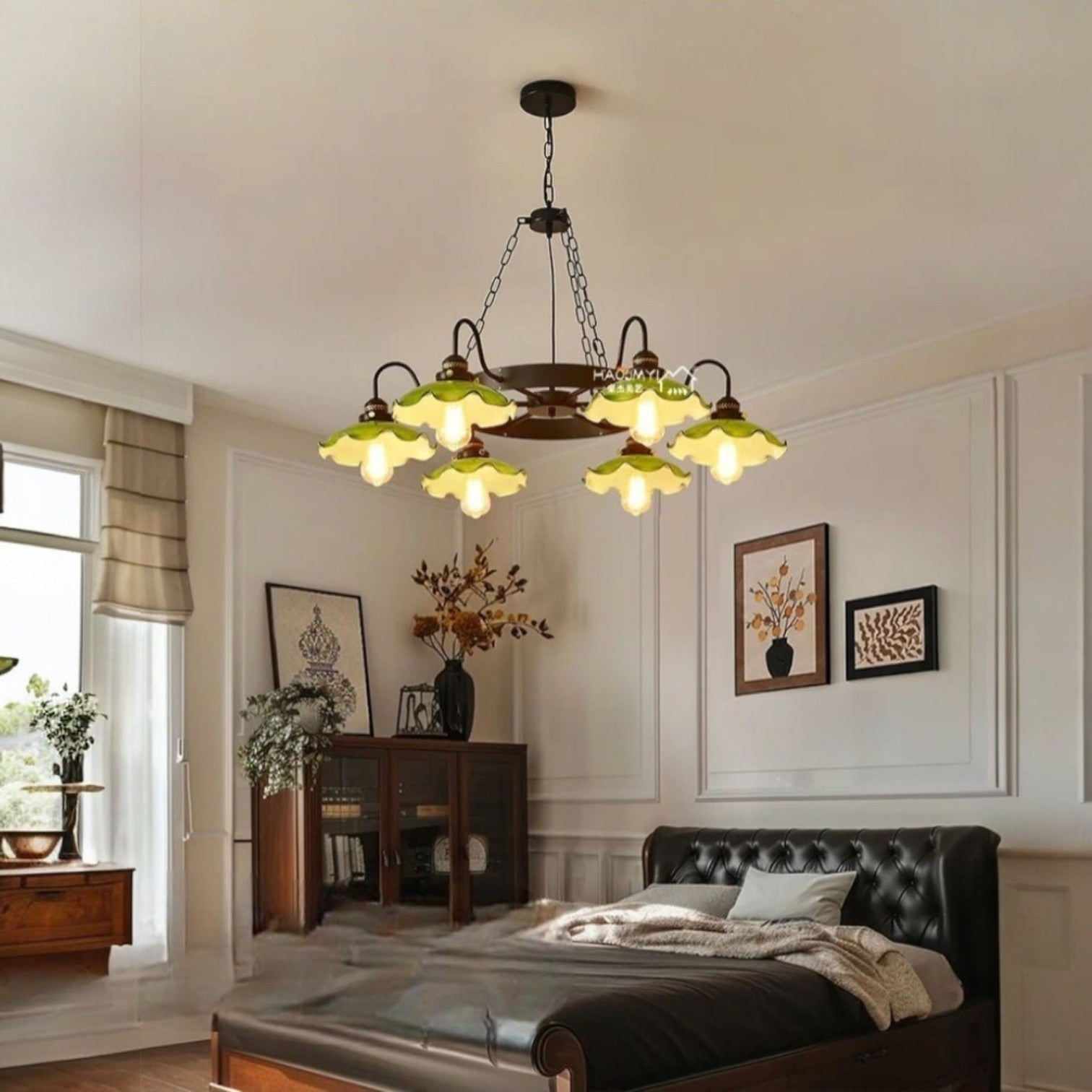 Suspension Luminaire Design Verre Vert Style Rétro Shanghai