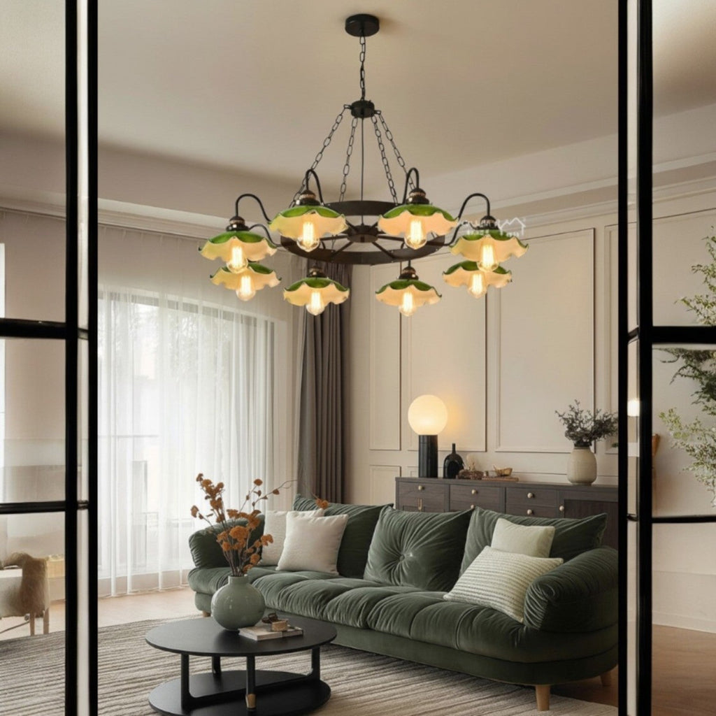 Suspension Luminaire Design Verre Vert Style Rétro Shanghai
